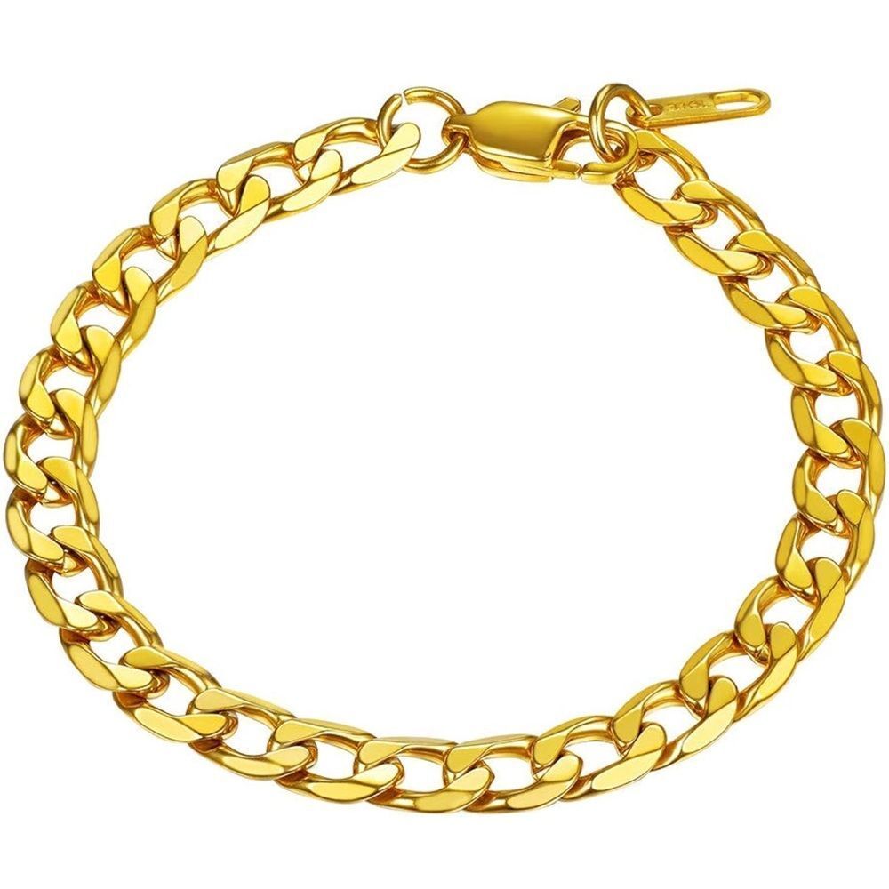 PROSTEEL 316L Stainless Steel Bracelet For Men, Figaro Chain Gold Tone with Box